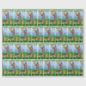 1e verjaardag jungle dieren cadeaupapier (Vlak)