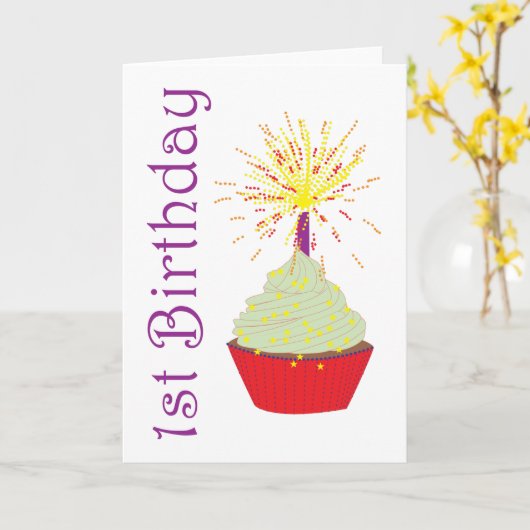 1e verjaardag  kaart (Gele Bloem)