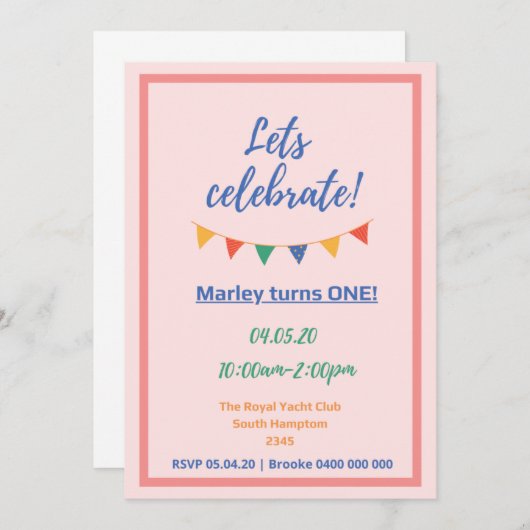 1e verjaardag kaart (Voorkant / Achterkant)