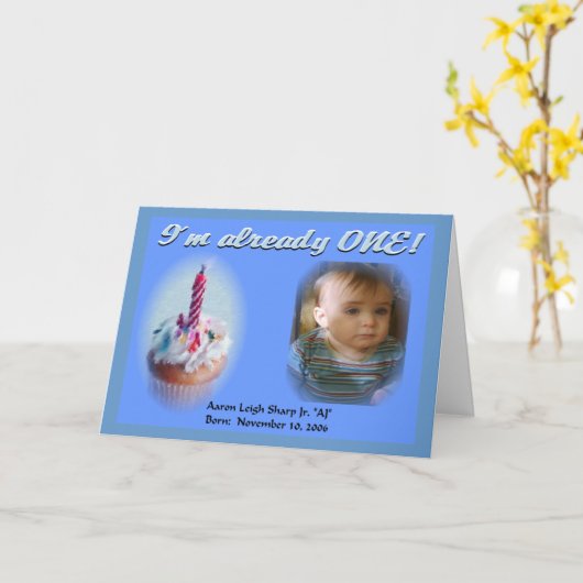 1e verjaardag  kaart (Gele Bloem)