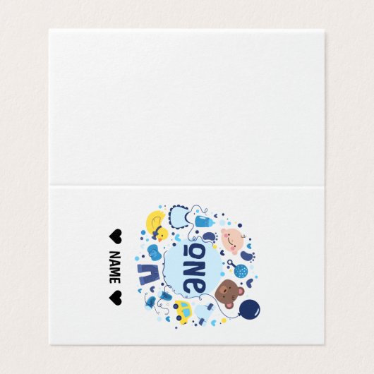 1e verjaardag kaart (Buitenkant ongevouwen)