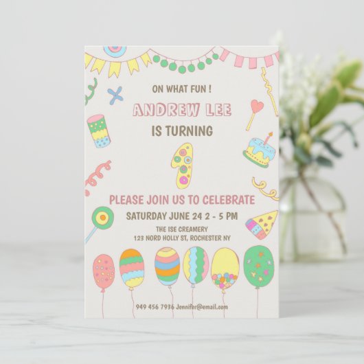 1e verjaardag . kaart (Staand voorkant)