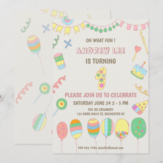 1e verjaardag . kaart (Voorkant / Achterkant)