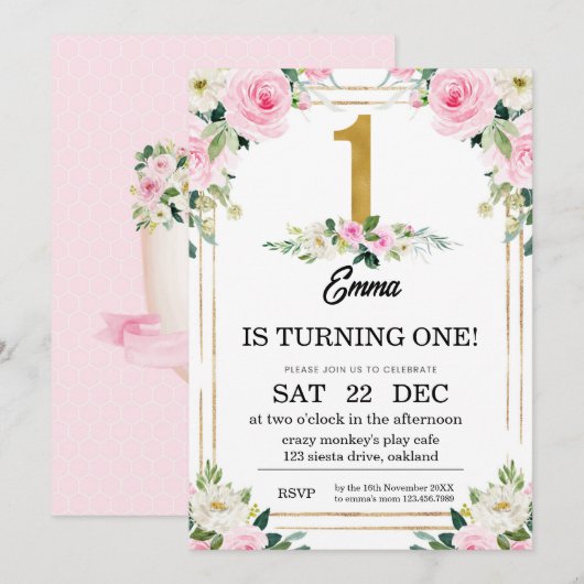 1e verjaardag  kaart (Voorkant / Achterkant)