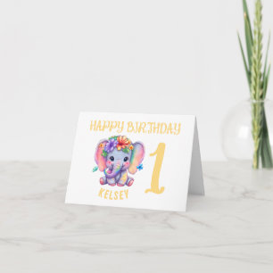 1e verjaardag Kaart   Sjabloon Happy Birthday Kaar