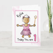 1e verjaardag Kaart van het meisje (Voorkant)