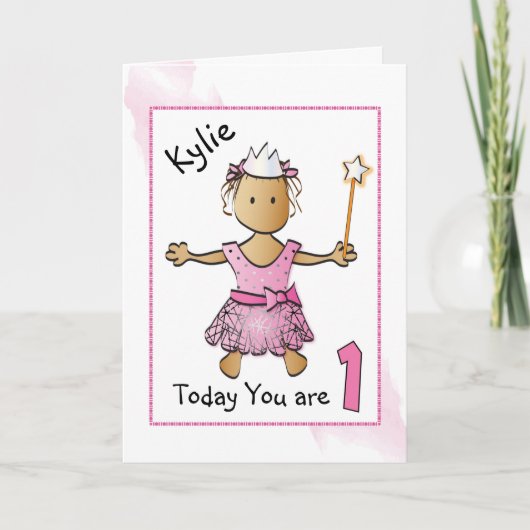 1e verjaardag Kaart van het meisje (Voorkant)