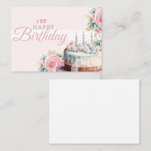 1e Verjaardag Kaart – Vier de Grote met vreugde (Voorkant / Achterkant)