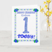 1e verjaardag Kaart voor een Boy Godson (Gele Bloem)