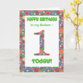 1e Verjaardag Kaart voor een Godson, Bright en Bub (Gele Bloem)