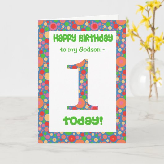 1e Verjaardag Kaart voor een Godson, Bright en Bub (Gele Bloem)