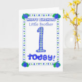 1e verjaardag kaart voor een kleine broer (Gele Bloem)