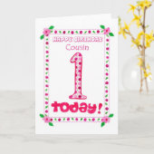 1e verjaardag Kaart voor een meisje neef (Gele Bloem)