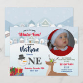 1e Verjaardag Kerstfeest Foto Sneeuwman Winter Kaart (Voorkant / Achterkant)