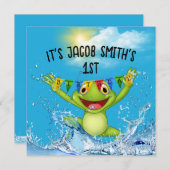 1e verjaardag kikker in water kaart (Voorkant / Achterkant)