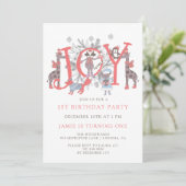 1e Verjaardag Kind Winterfeest Dieren Verjaardag Kaart (Staand voorkant)