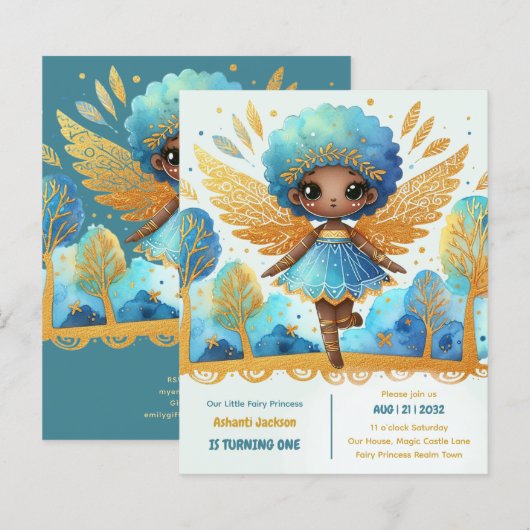 1e verjaardag kleine fee prinses Afrikaanse ONE (Voorkant / Achterkant)