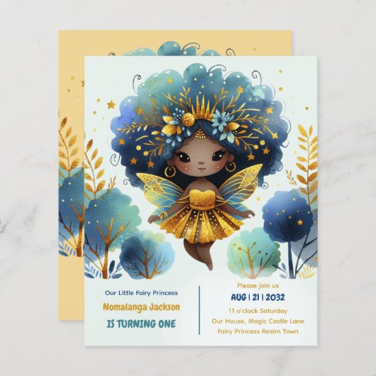 1e verjaardag Kleine Feeën Prinses Afrikaanse EEN (Voorkant / Achterkant)