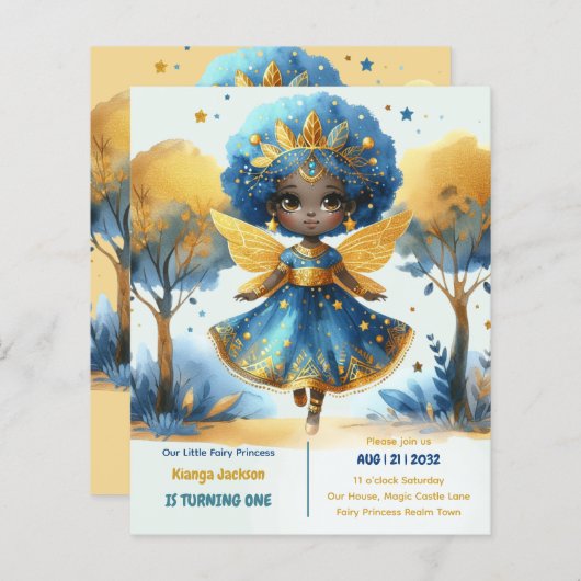 1e verjaardag Kleine feeprinses Afrikaanse EEN (Voorkant / Achterkant)