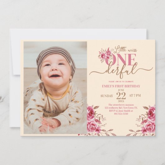 1E VERJAARDAG KLEINE MISS HEERLIJKE KAART (Voorkant)