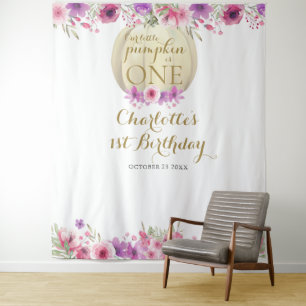 1e verjaardag Kleine Pompoen Bloem Foto Prop Wandkleed