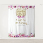 1e verjaardag Kleine Pompoen Bloem Foto Requisiet Wandkleed (Voorkant)