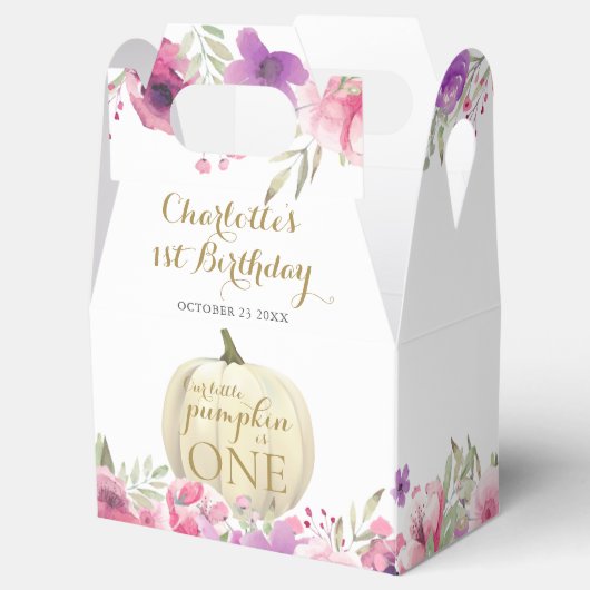 1e verjaardag kleine pompoen bloemetje dank u bedankdoosjes (Geopend)
