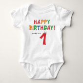 1e verjaardag Kleurrijk alfabet met voornaam Romper (Voorkant)