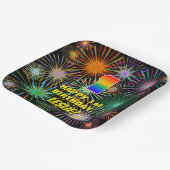 1e verjaardag: Kleurrijk, gevierd vuurwerk Papieren Bordje (Gebogen)