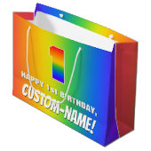 1e verjaardag: kleurrijk, vun regenboogpatroon # 1 groot cadeauzakje (Voorkant Gekanteld)