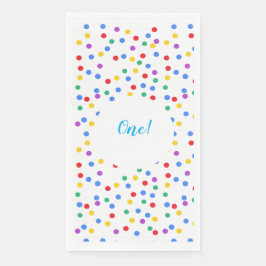 1e Verjaardag Kleurrijke Confetti Stippen Servet