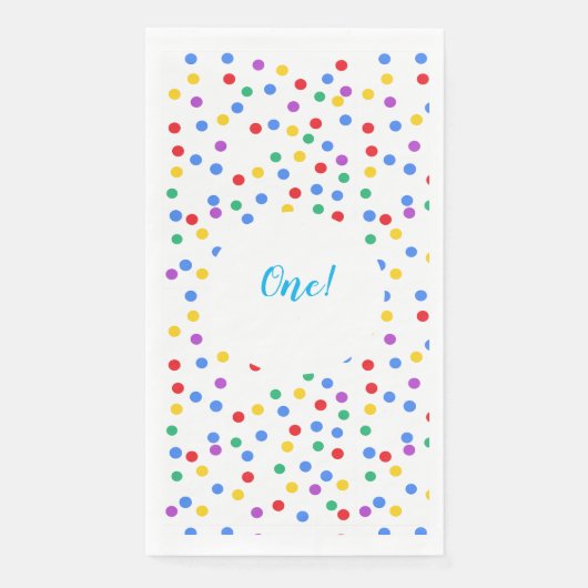 1e Verjaardag Kleurrijke Confetti Stippen Servet (Voorkant)