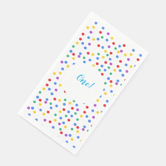 1e Verjaardag Kleurrijke Confetti Stippen Servet (Hoek)