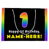 1e verjaardag: Kleurrijke regenboog # 1, de Naam v Groot Cadeauzakje (Achterkant)