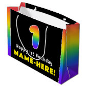 1e verjaardag: Kleurrijke regenboog # 1, de Naam v Groot Cadeauzakje (Achterkant Gekanteld)