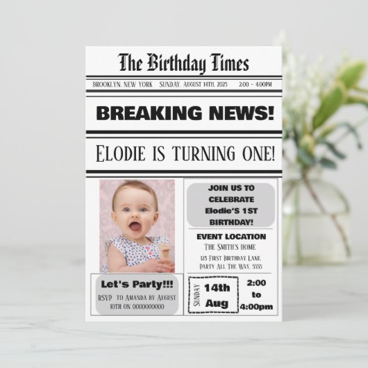 1e verjaardag krant Theme Boy Girl Magazine Kaart (Staand voorkant)