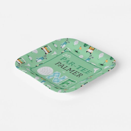 1e Verjaardag Laten we Par-t-shirt golffeest Papieren Bordje (Gebogen)