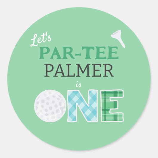 1e Verjaardag Laten we Par-t-shirt golffeest Ronde Sticker (Voorkant)