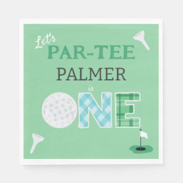 1e Verjaardag Laten we Par-t-shirt golffeest Servet