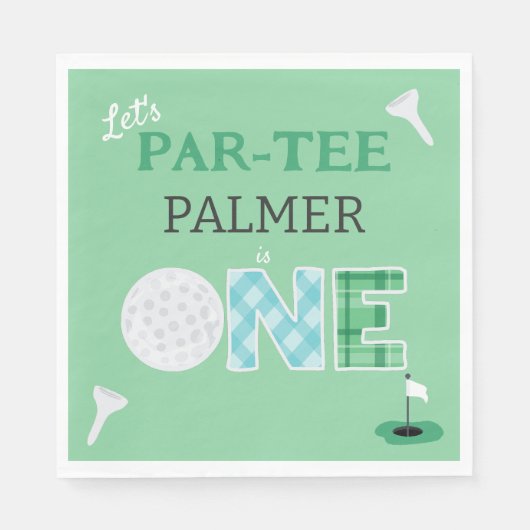 1e Verjaardag Laten we Par-t-shirt golffeest Servet (Voorkant)