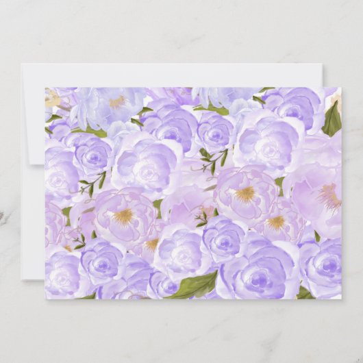 1E verjaardag lavendel EERSTE Bloemenuitnodiging Kaart (Achterkant)