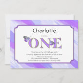 1e verjaardag Lavender en Gold met Stripes Kaart (Voorkant)