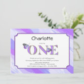 1e verjaardag Lavender en Gold met Stripes Kaart (Staand voorkant)