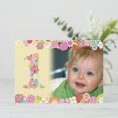 1e verjaardag lente-bloei-meisjes Foto uitnodigen Kaart (Staand voorkant)