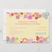 1e verjaardag lente-bloei-meisjes Foto uitnodigen Kaart (Achterkant)