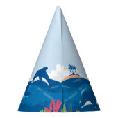 1e Verjaardag Leuk en Kleurrijke Dolfijnen Viering Feesthoedjes (Achterkant)