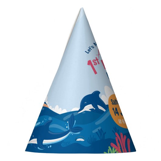 1e Verjaardag Leuk en Kleurrijke Dolfijnen Viering Feesthoedjes (Links)