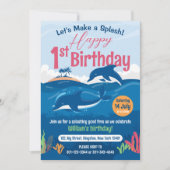 1e Verjaardag Leuk en Kleurrijke Dolfijnen Viering Kaart (Voorkant)