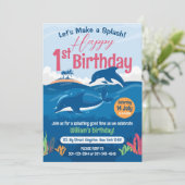 1e Verjaardag Leuk en Kleurrijke Dolfijnen Viering Kaart (Staand voorkant)