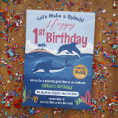 1e Verjaardag Leuk en Kleurrijke Dolfijnen Viering Kaart